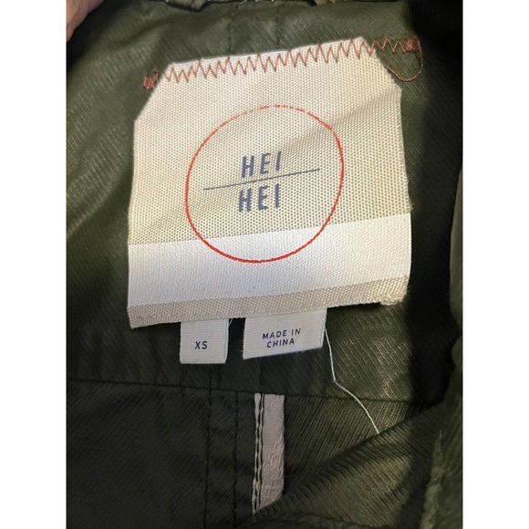 Anthropologie Hei Hei •XS•Coated Utility Swing Jacket Waxed Green Military Field - Picture 6 of 8